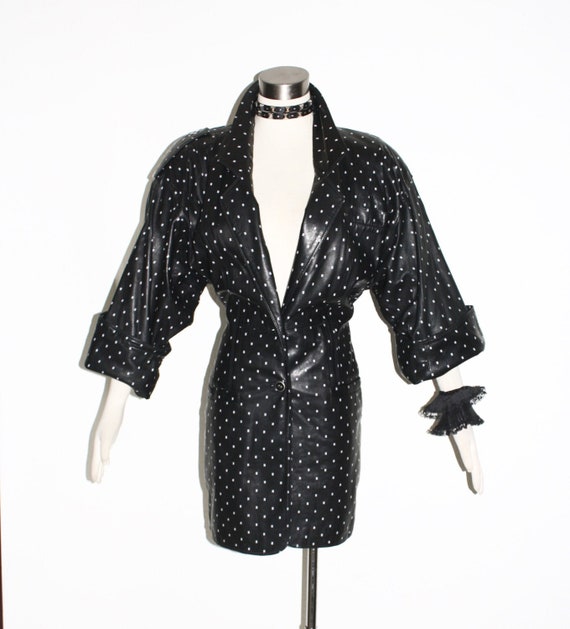 GIANNI VERSACE Vintage Leather Coat Black Dress Co