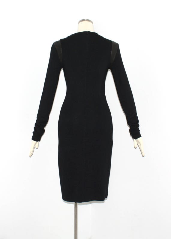 AZZEDINE ALAIA Vintage LBD Black Thick Knit Leath… - image 4