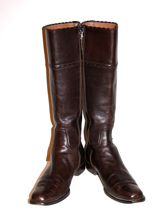 AZZEDINE ALAIA Leather Riding Boots Brown 37.5 - … - image 4