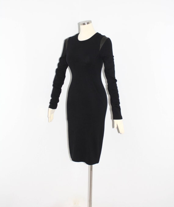 AZZEDINE ALAIA Vintage LBD Black Thick Knit Leathe