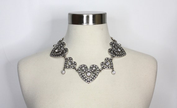 YVES SAINT LAURENT Vintage Crystal Heart Necklace… - image 1