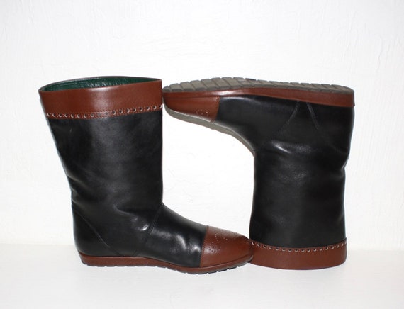 Vintage GUCCI Boots Leather Wing Tip Casual Calf … - image 2