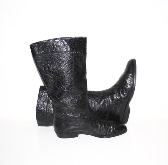 GUCCI Vintage Boots Beautiful Butter Black Ostric… - image 3