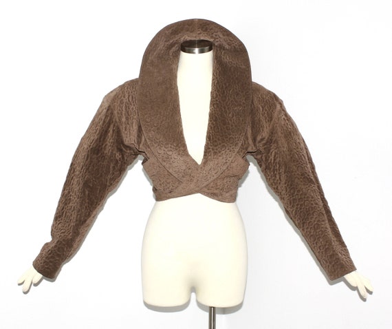 AZZEDINE ALAIA Vintage 1987 Embossed Brown Suede … - image 1