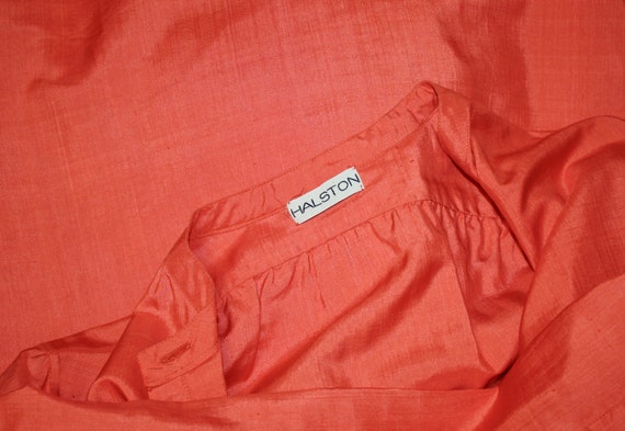 HALSTON Vintage Tunic Dress Orange Raw Silk Self … - image 6