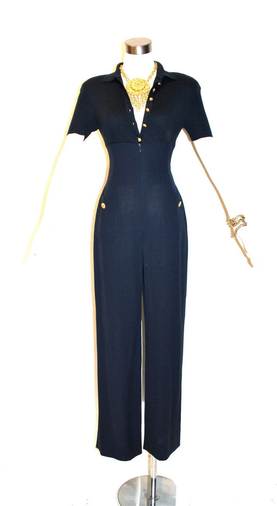 VALENTINO BOUTIQUE Vintage Jumpsuit Navy High Wais