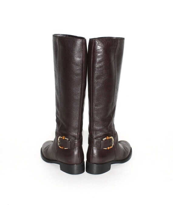 GUCCI Vintage Boots Brown Leather Horsebit Riding… - image 2