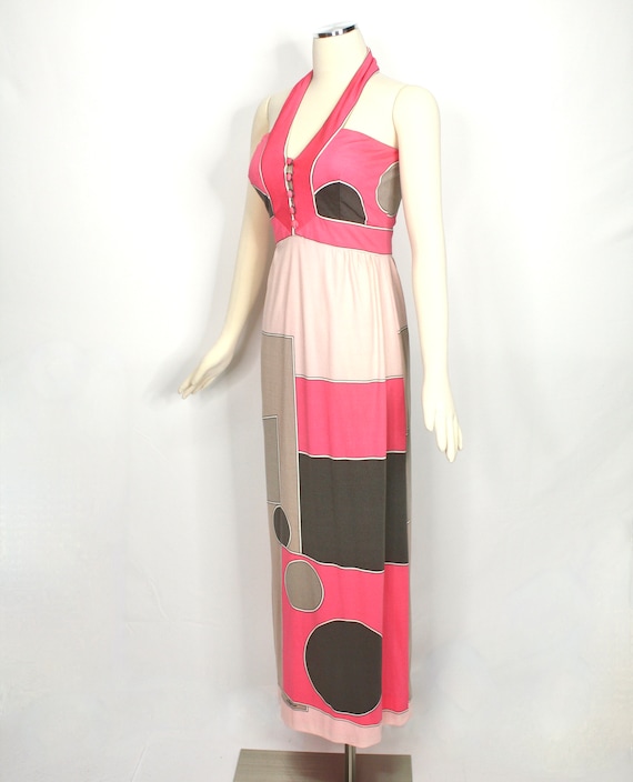 PAGANNE Vintage Gown Color Block Art Nouveau Halt… - image 4