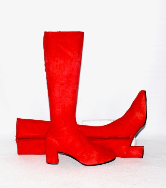 BATTANI Vintage Suede Go-Go Bright Red Boots 6.5