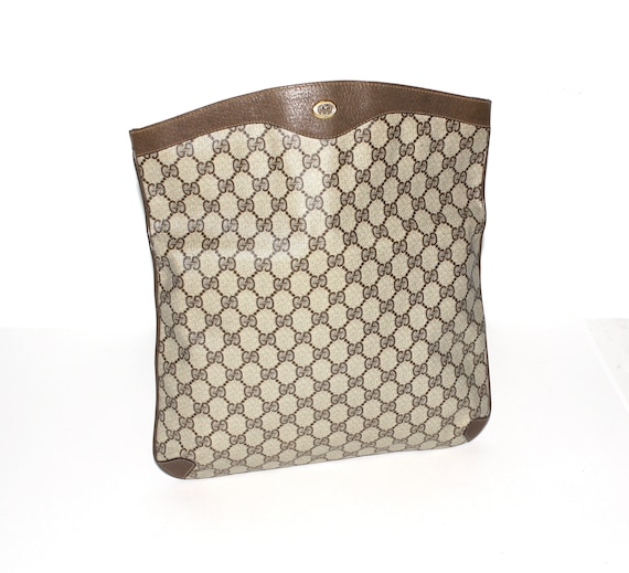 Vintage GUCCI Clutch Brown Monogrammed Oversized … - image 5