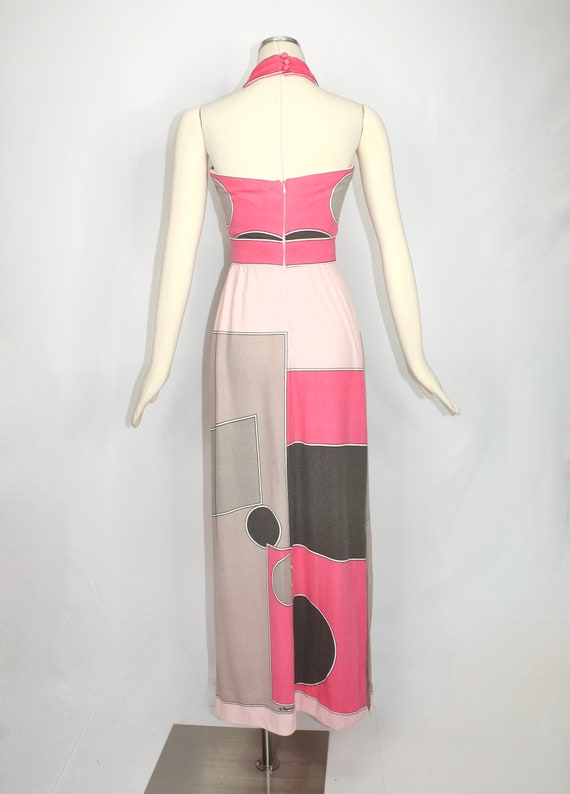PAGANNE Vintage Gown Color Block Art Nouveau Halt… - image 5