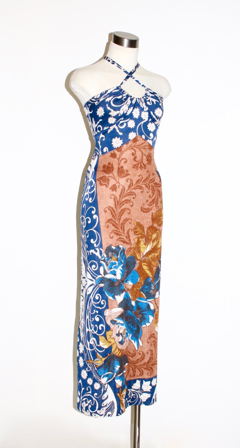 Vintage MAC TAC of PARIS Gown Floral Jersey Wiggle Maxi Dress | Etsy