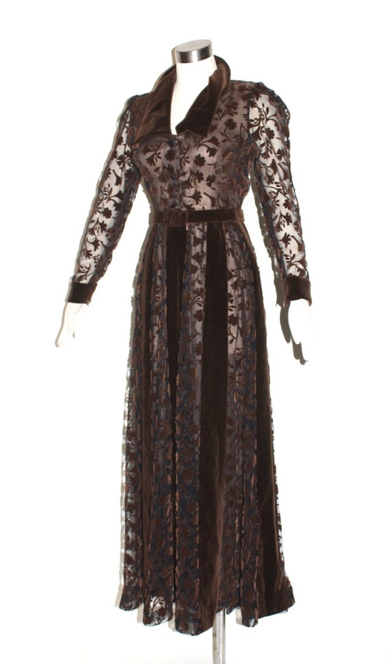 Exquisite GIVENCHY COUTURE Vintage Sheer Brown Vel