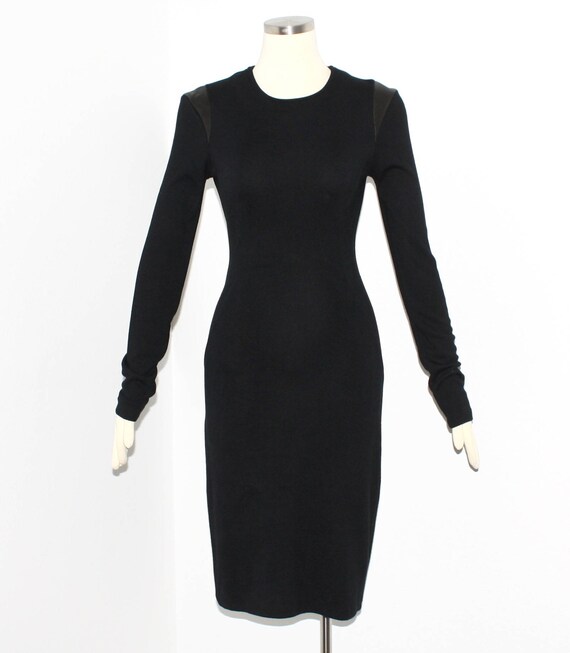 AZZEDINE ALAIA Vintage LBD Black Thick Knit Leath… - image 3