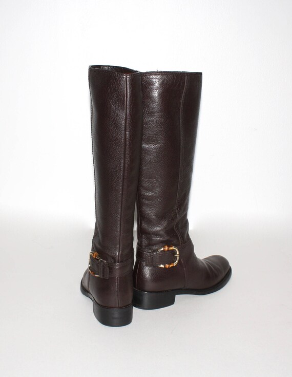 GUCCI Vintage Boots Brown Leather Horsebit Riding… - image 6