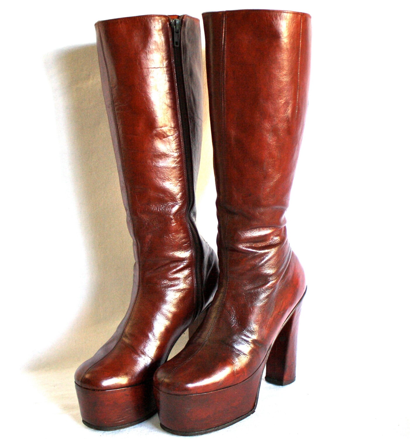 dark red platform boots
