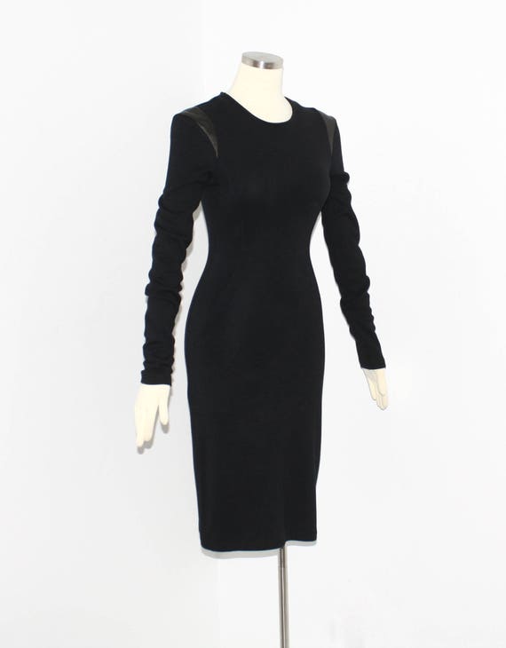 AZZEDINE ALAIA Vintage LBD Black Thick Knit Leath… - image 2