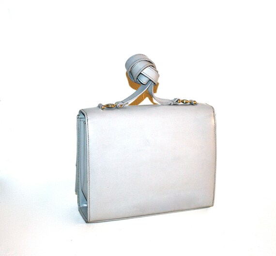 GIANNI VERSACE Vintage Handbag Grey Leather Medus… - image 3