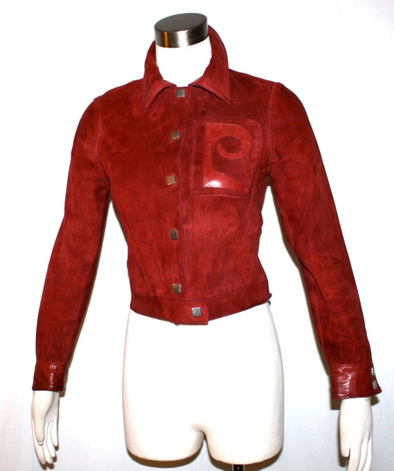 PIERRE CARDIN Vintage Suede Jacket Dark Red Leath… - image 1