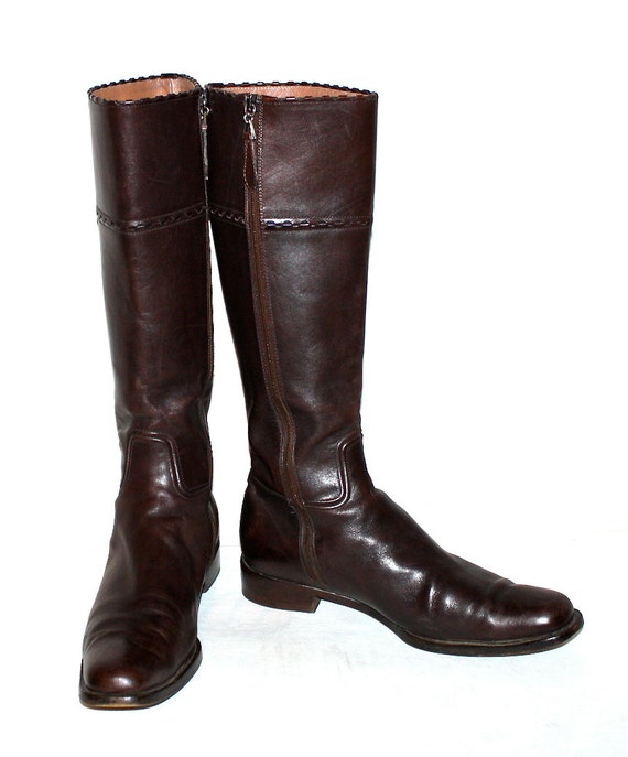 AZZEDINE ALAIA Leather Riding Boots Brown 37.5 - … - image 3