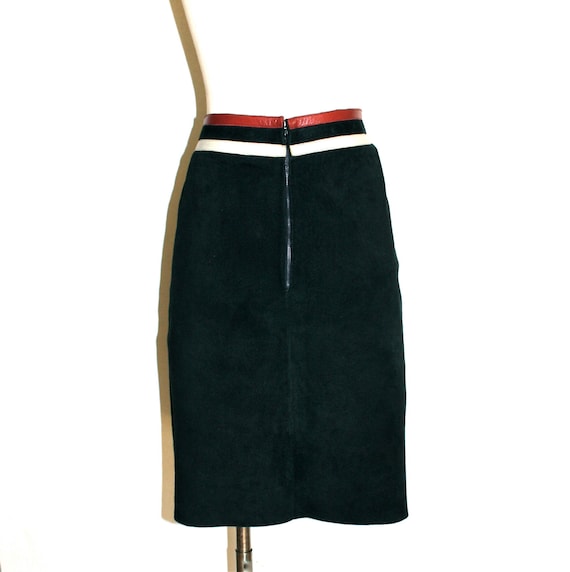 PIERRE CARDIN Vintage Leather Skirt Black Suede R… - image 3