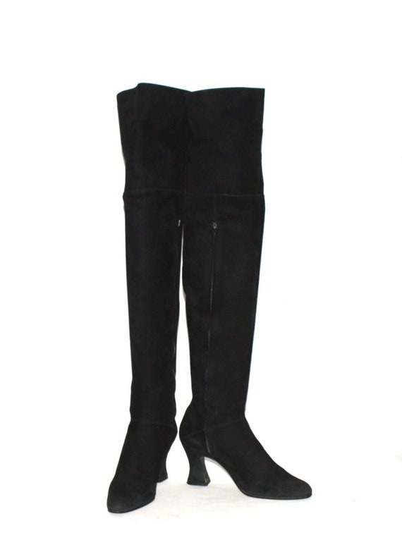 Vintage DKNY Black Suede Donna Karan OTK BOOTS 8B
