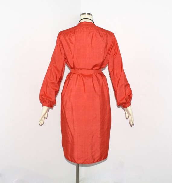 HALSTON Vintage Tunic Dress Orange Raw Silk Self … - image 4