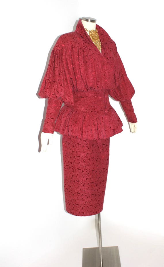 Vintage NORMA KAMALI Skirt Suit Floral Brocade De… - image 3