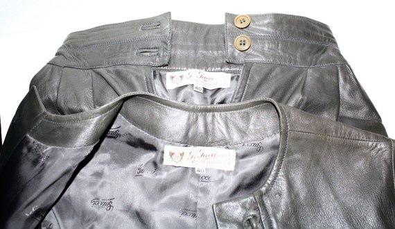 GUCCI Vintage Grey Leather Vest and Gaucho Capri … - image 5