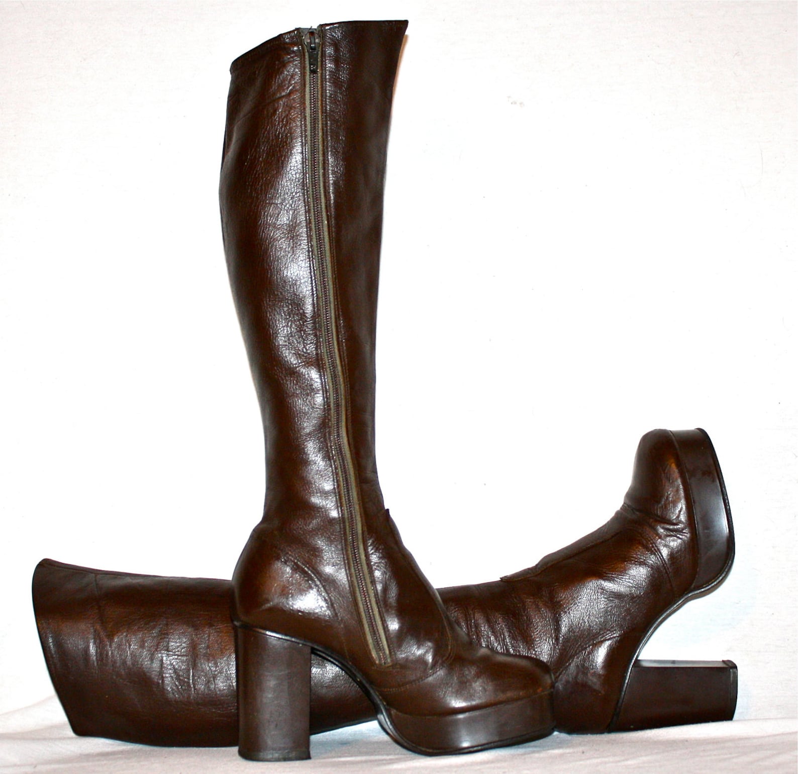 tall brown platform boots
