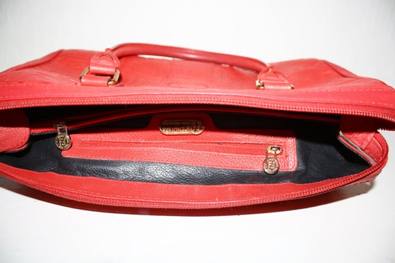 FENDI Vintage Leather ZUCCA Speedy Handbag Red Em… - image 4