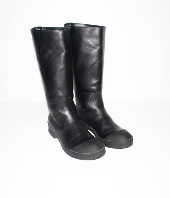 Vintage MAISON MARTIN MARGIELA Boots Black Leathe… - image 2