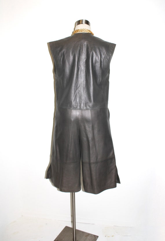GUCCI Vintage Grey Leather Vest and Gaucho Capri … - image 4