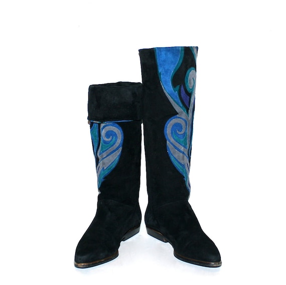 BALLY Vintage Suede Patchwork Psychedelic Boots 7… - image 3