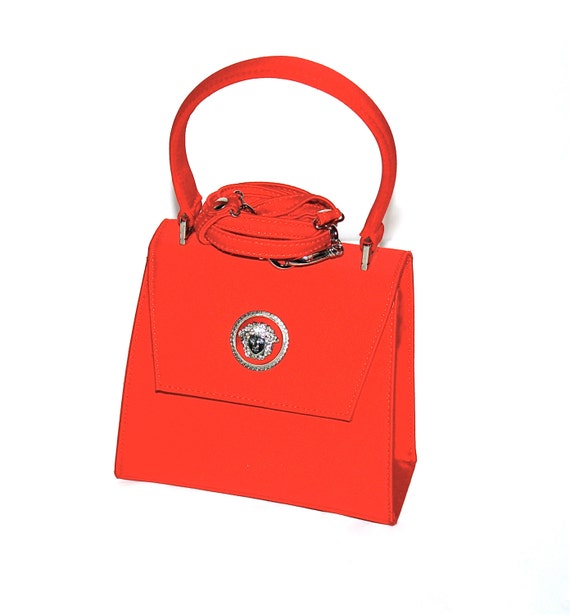 Vintage GIANNI VERSACE Couture Bag Red Convertibl… - image 1