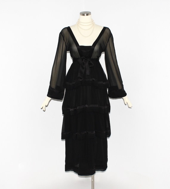 Vintage NORMA KAMALI OMO Black Silk Chiffon Layere