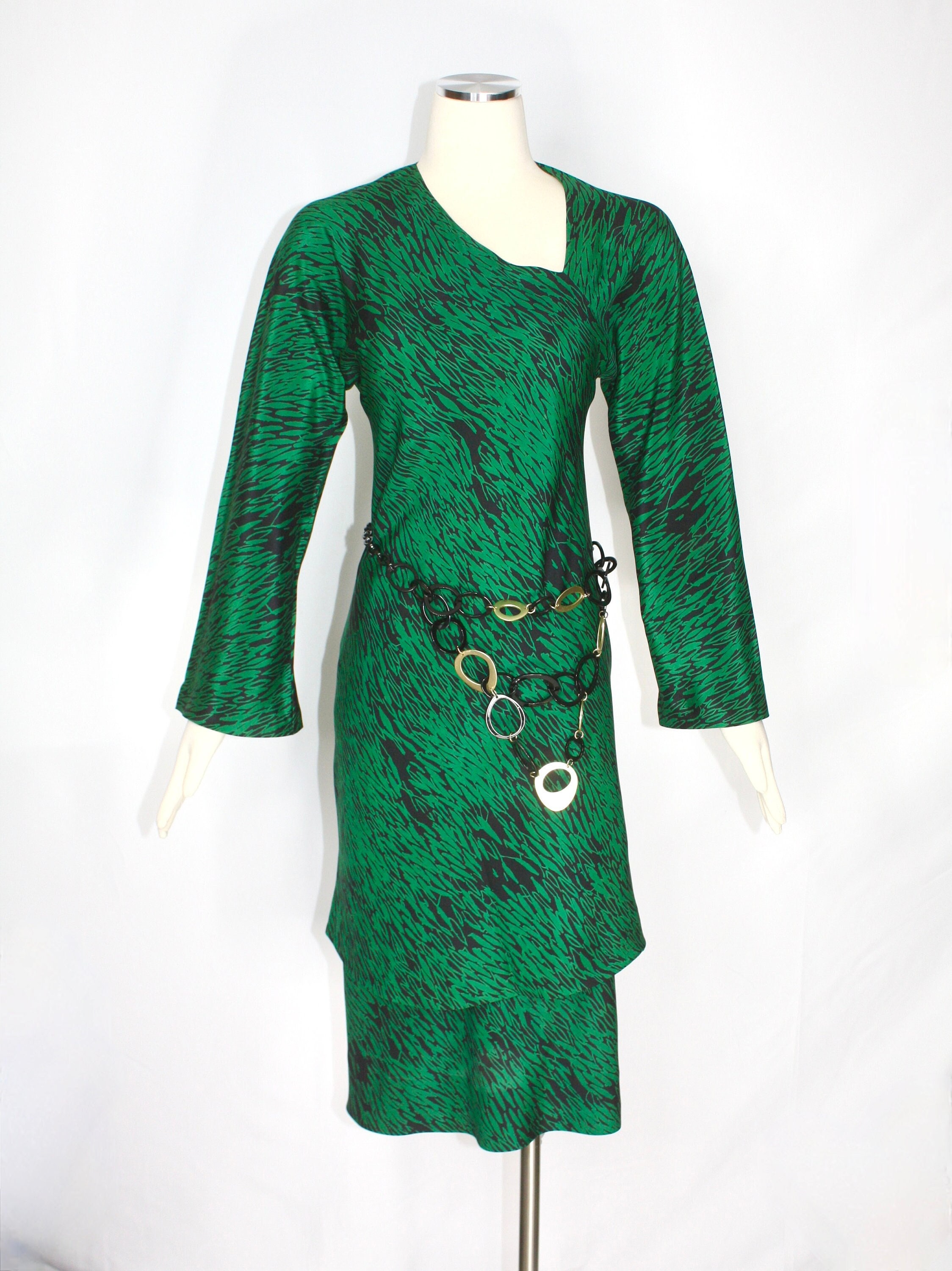 Halston Green Dress - Etsy Halston Green Dress - Etsy