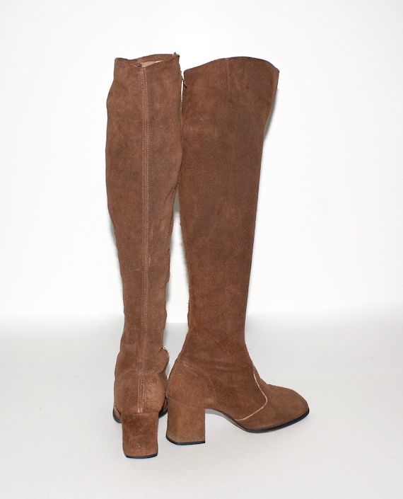 Vintage 60's GOGO BOOTS Brown Suede Over the Knee… - image 4