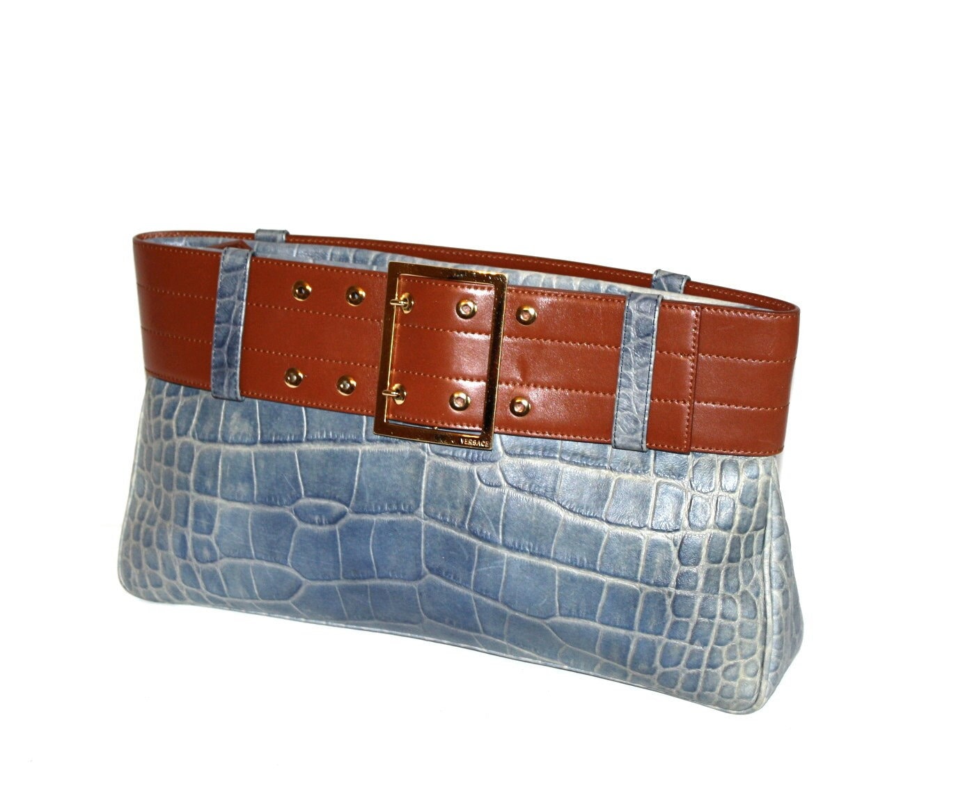 Versace Blue Leather Belt Bag Versace Unisex Blue Barocco Print Belt Fanny Bag main image 4