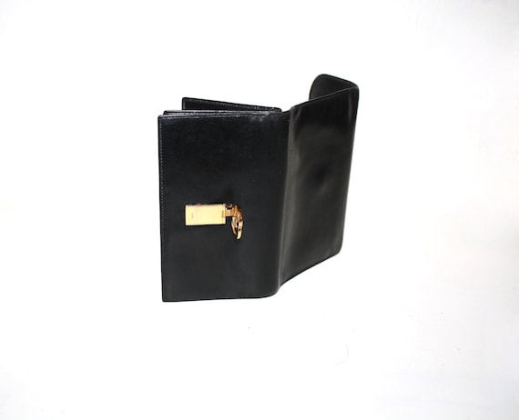 GUCCI Vintage Wallet Black Leather Tri-Fold Clutc… - image 4