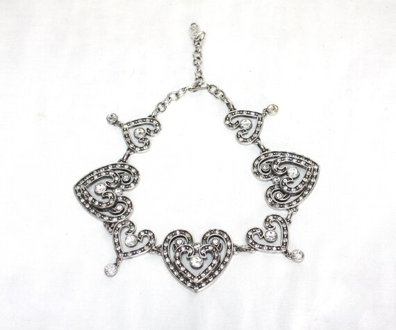 YVES SAINT LAURENT Vintage Crystal Heart Necklace… - image 3