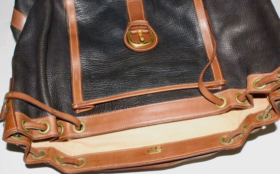 GUCCI Vintage Duffle Handbag Black and Brown Leat… - image 7