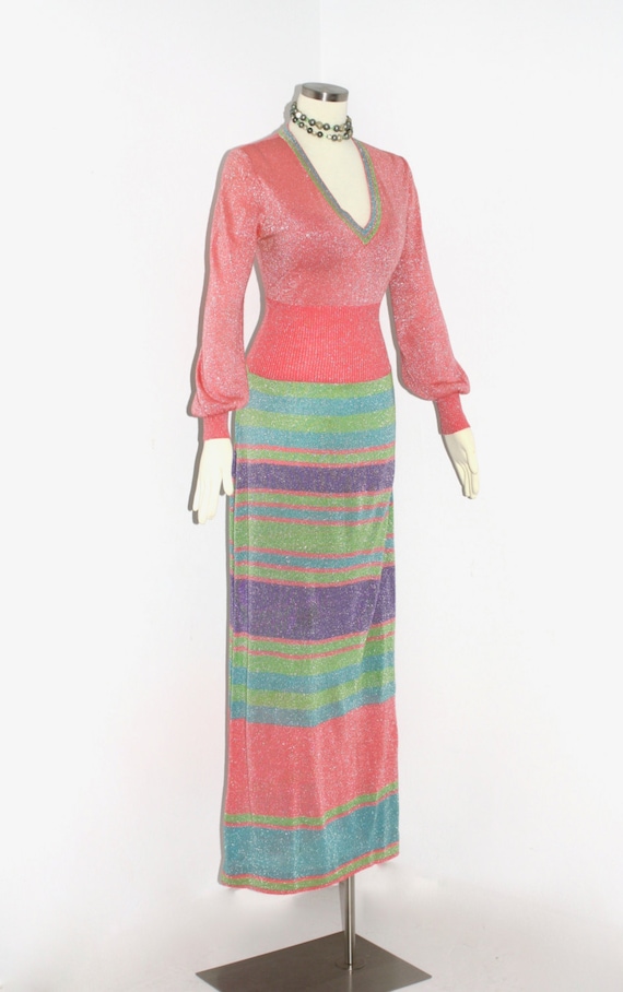 EMILIO PUCCI Vintage Stripe Lurex Gown Knit Maxi … - image 2