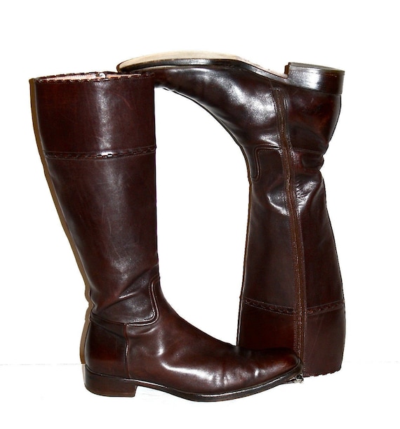 AZZEDINE ALAIA Leather Riding Boots Brown 37.5 - … - image 2