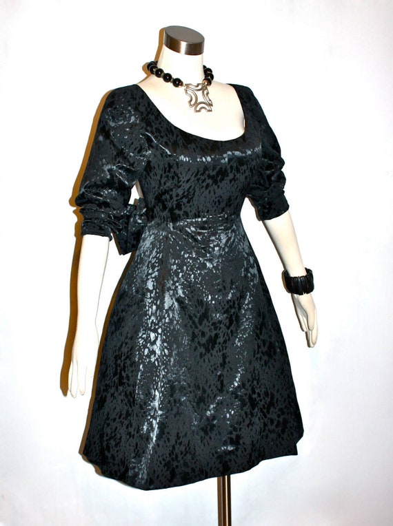 Vintage YVES SAINT LAURENT Black Brocade Party Dre