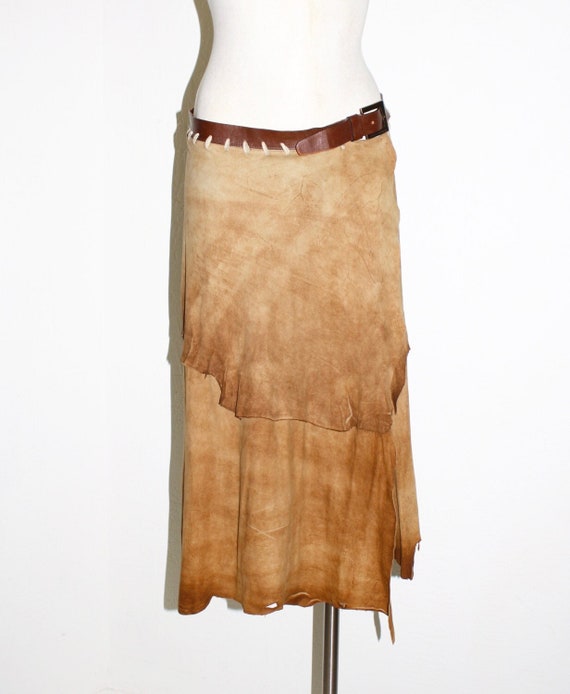 DOLCE & GABBANA Vintage Goatskin Skirt Hippie Bel… - image 1