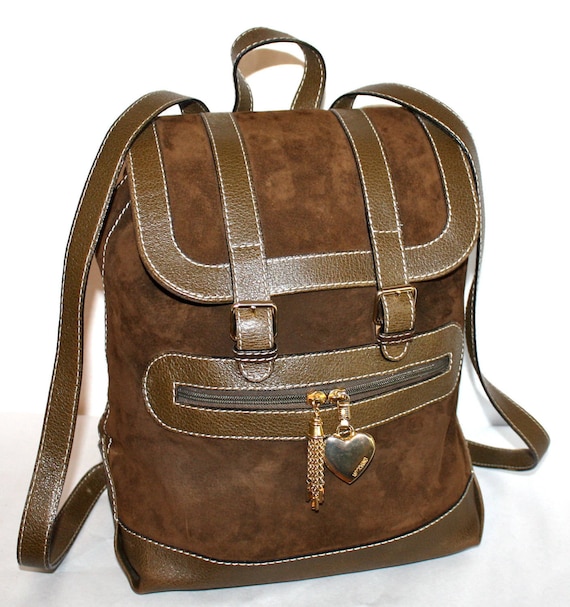 MOSCHINO REDWALL Vintage Backpack Brown Suede Leat