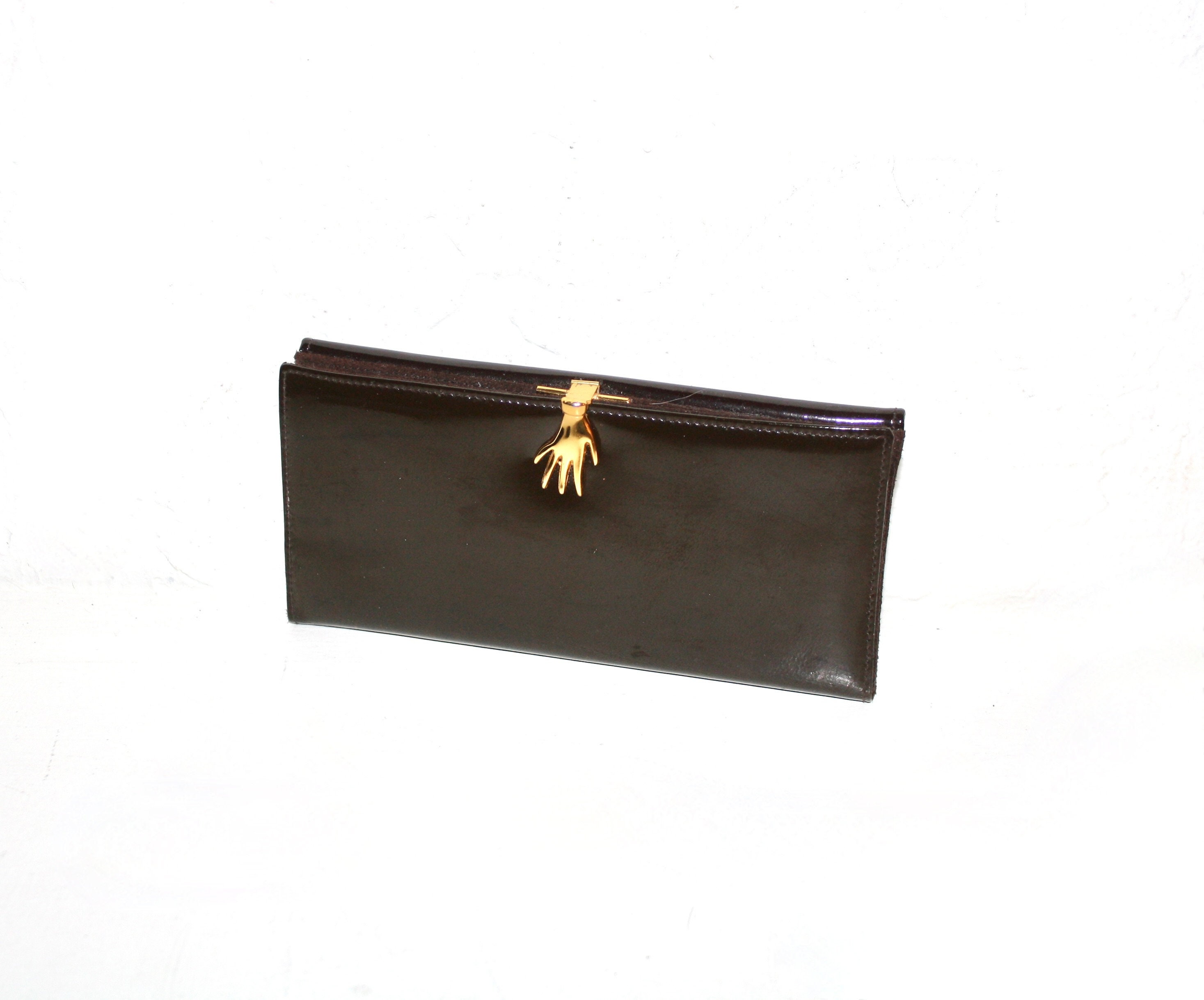 GUCCI Vintage Brown Patent Leather Hand Closure Coin Clutch - Etsy