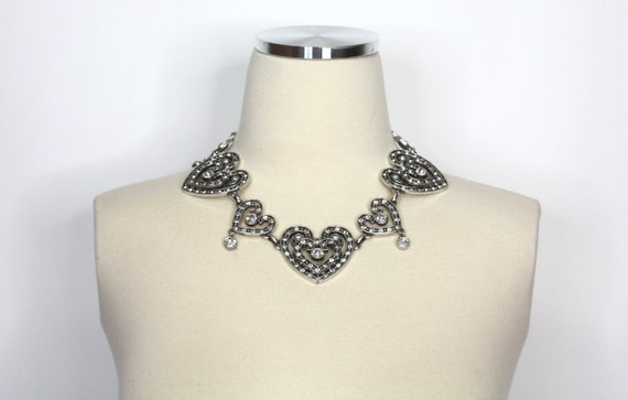 YVES SAINT LAURENT Vintage Crystal Heart Necklace… - image 2