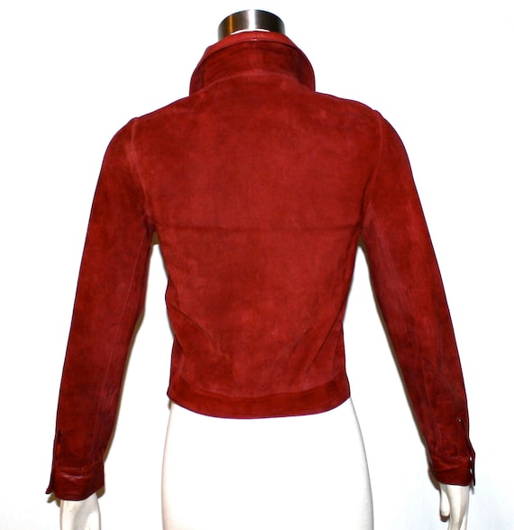 PIERRE CARDIN Vintage Suede Jacket Dark Red Leath… - image 4